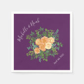 Serviette En Papier Pêcher Mariage violet Roses floraux (Devant)