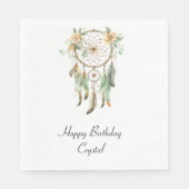 Serviette En Papier Pêcher Plumes florales vertes Dream Catcher Annive (Devant)