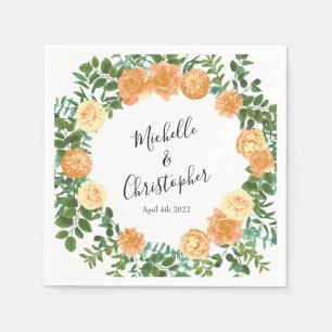 Serviette En Papier Pêcher Rose Mariage Floral Printemps