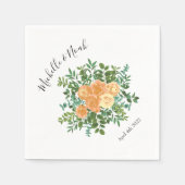 Serviette En Papier Pêcher Rose Mariage Floral Printemps (Devant)