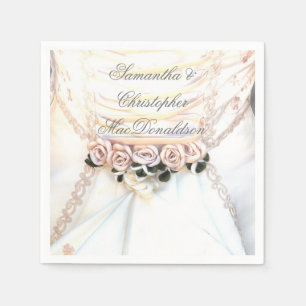 Serviette En Papier Pêcher roses floraux et robe mariage