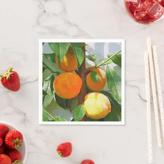 SERVIETTE EN PAPIER PÊCHES (En situation)