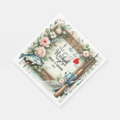 Serviette En Papier Pêcheur mariage avec verge et fleurs (Coin)