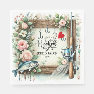 Serviette En Papier Pêcheur mariage avec verge et fleurs