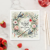 Serviette En Papier Pêcheur mariage avec verge et fleurs (En situation)