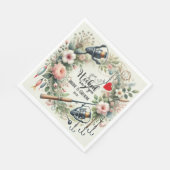 Serviette En Papier Pêcheur mariage avec verge et fleurs (Coin)