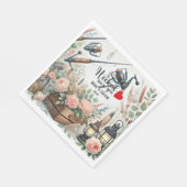 Serviette En Papier Pêcheur mariage avec verge et fleurs (Coin)