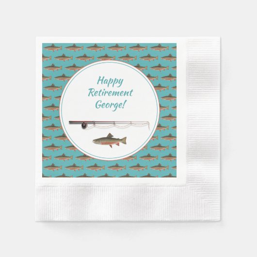 Serviette En Papier Pêcheur Retraite Partie Truite Poisson Papier Napk (Devant)