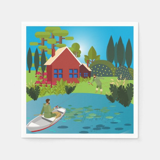 Serviette En Papier Pêcheurs (Devant)