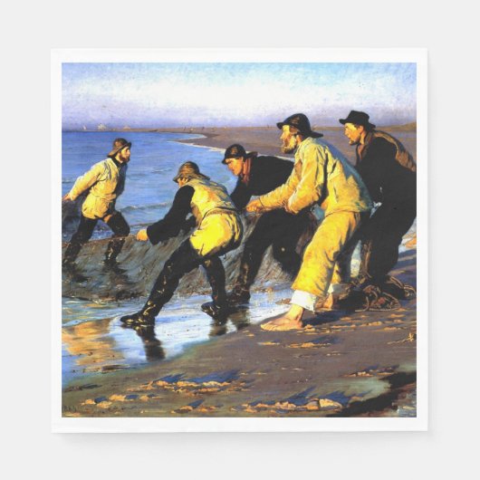 Serviette En Papier Pêcheurs sur la plage North de Skagen (Devant)