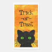 Serviette En Papier Peeeking Chat noir Halloween Aquarelle Design (Devant)