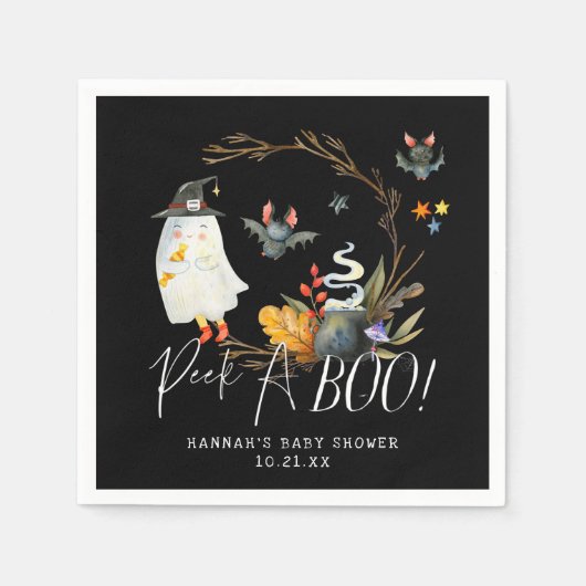 Serviette En Papier Peek-A | Little Ghost Halloween Baby Shower (Devant)