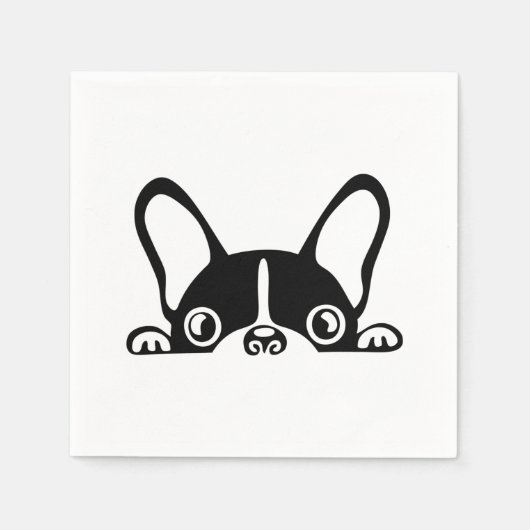 Serviette En Papier Peeking french bulldog (Devant)