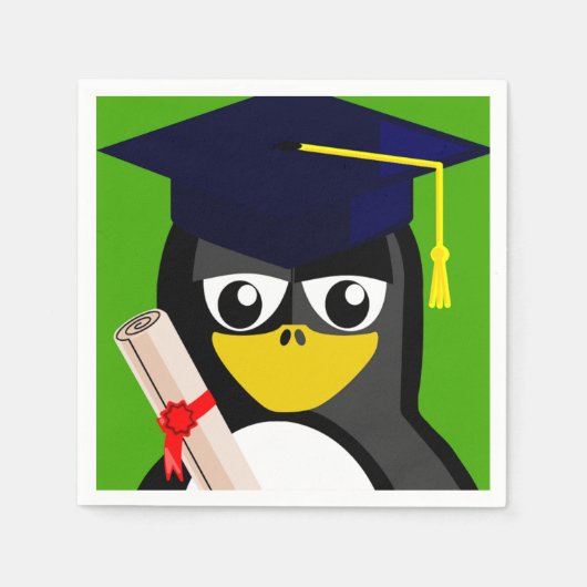SERVIETTE EN PAPIER PÉGUIN DE DIPLÔME (Devant)