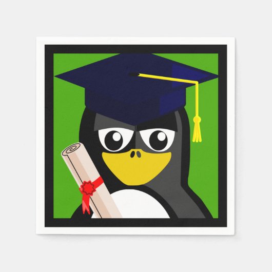SERVIETTE EN PAPIER PÉGUIN DE DIPLÔME (Devant)