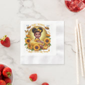 Serviette En Papier Peigne de miel et tournesol mignonne Afro Puff Bab (En situation)