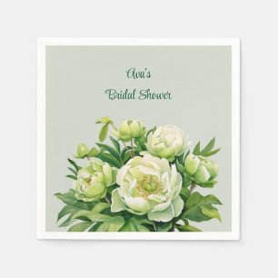 Serviette En Papier Peine verte et blanche Mariage élégant