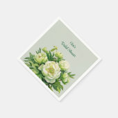 Serviette En Papier Peine verte et blanche Mariage élégant (Coin)