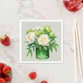 Serviette En Papier Peine verte et blanche Mariage élégant (En situation)