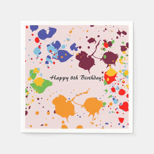 Serviette En Papier Peinture 8e anniversaire fête des éclaboussures co (Devant)