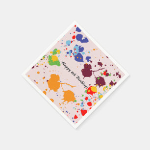 Serviette En Papier Peinture 8e Anniversaire Giclées Colorées