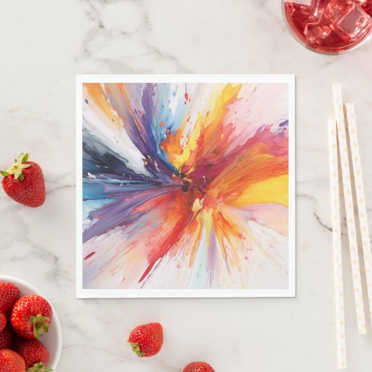 Serviette En Papier Peinture à aquarelle Explosion Abstraite (En situation)