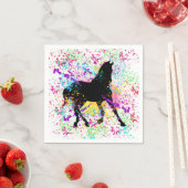Serviette En Papier Peinture à cheval noir (En situation)