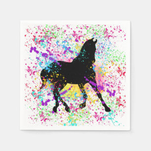 Serviette En Papier Peinture à cheval noir