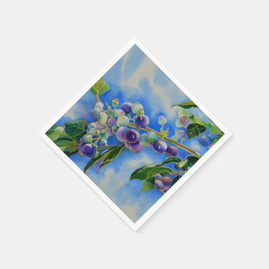 Serviette En Papier peinture à l'aquarelle de bleuet (Coin)