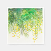 Serviette En Papier Peinture à l'aquarelle jaune brillant Mimosa (Devant)