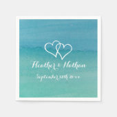 Serviette En Papier Peinture à l'eau bleu turquoise serviettes mariage (Devant)