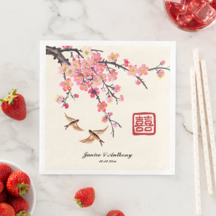 Serviette En Papier Peinture à l'encre chinoise fleurs et oiseaux mari