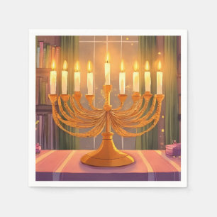 Serviette En Papier Peinture à l'huile de bougies de la menorah de Han