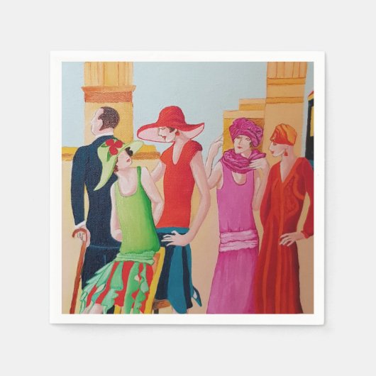 Serviette En Papier Peinture à l'huile féminine Art Déco (Devant)