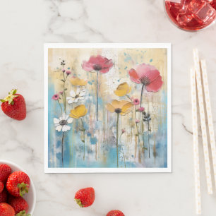 Serviette En Papier Peinture à l'huile impasto aux coquelicots pastel
