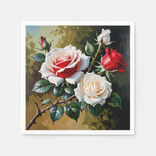 Serviette En Papier Peinture à l'huile rose rose blanc rose roses