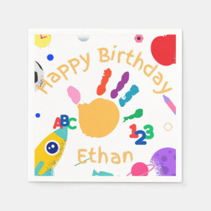 Serviette En Papier Peinture à main ABC pour enfant personnalisée 123 