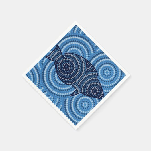 Serviette En Papier Peinture à points de poisson autochtone (Coin)