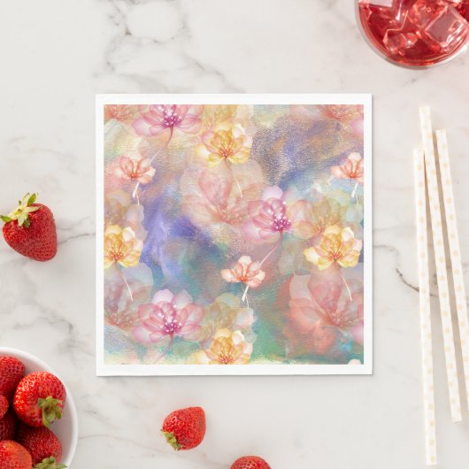 Serviette En Papier Peinture Abstraite et fleurs (En situation)