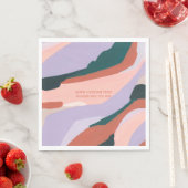 Serviette En Papier Peinture Abstraite violet et verte Texte personnal (En situation)