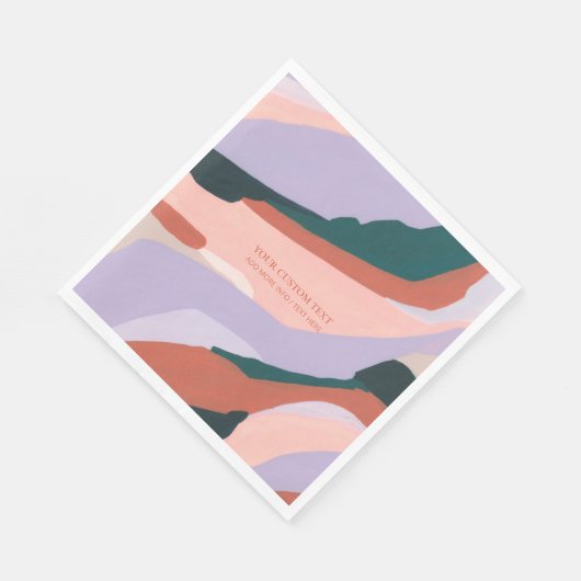 Serviette En Papier Peinture Abstraite violet et verte Texte personnal (Coin)