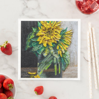 Serviette En Papier Peinture acrylique de nature morte de tournesols