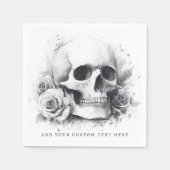 Serviette En Papier Peinture aquarelle de crâne avec des roses (Devant)