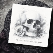 Serviette En Papier Peinture aquarelle de crâne avec des roses