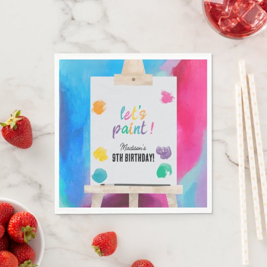 Serviette En Papier Peinture Artiste Peinture Anniversaire Thème (En situation)