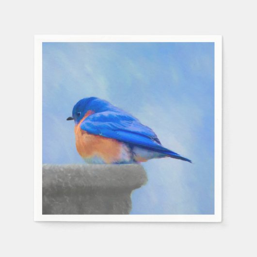 Serviette En Papier Peinture Bluebird - Art original pour oiseaux (Devant)