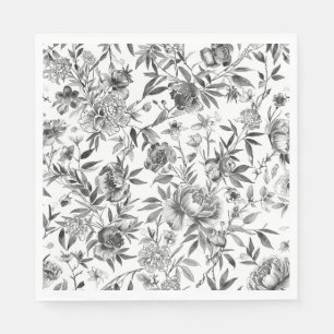 Serviette En Papier Peinture botanique florale à l'aquarelle en chinoi