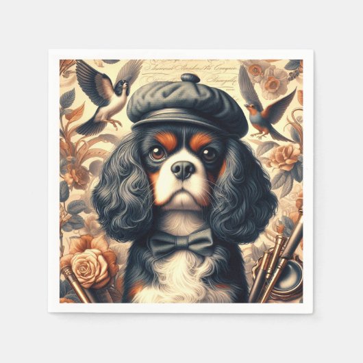 Serviette En Papier Peinture Cavalier King Charles Spaniel (Devant)