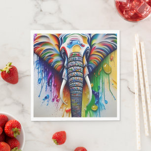 Serviette En Papier Peinture colorée Splatter Eléphant africain