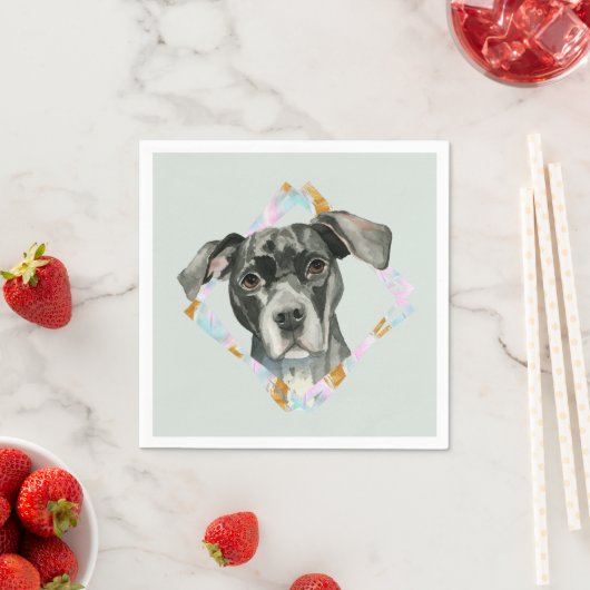Serviette En Papier Peinture d'aquarelle "All Ears" Pit Bull Dog (En situation)